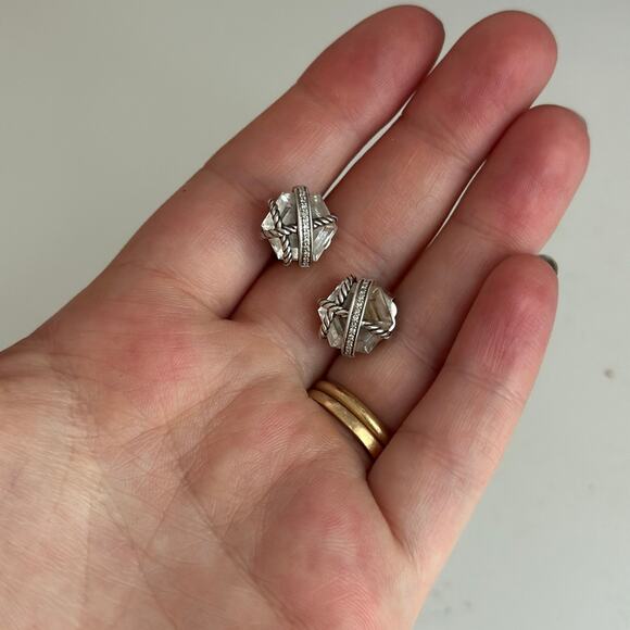 David Yurman Sterling Diamond Crossover Set Ring Size 6 - Picture 5 of 10